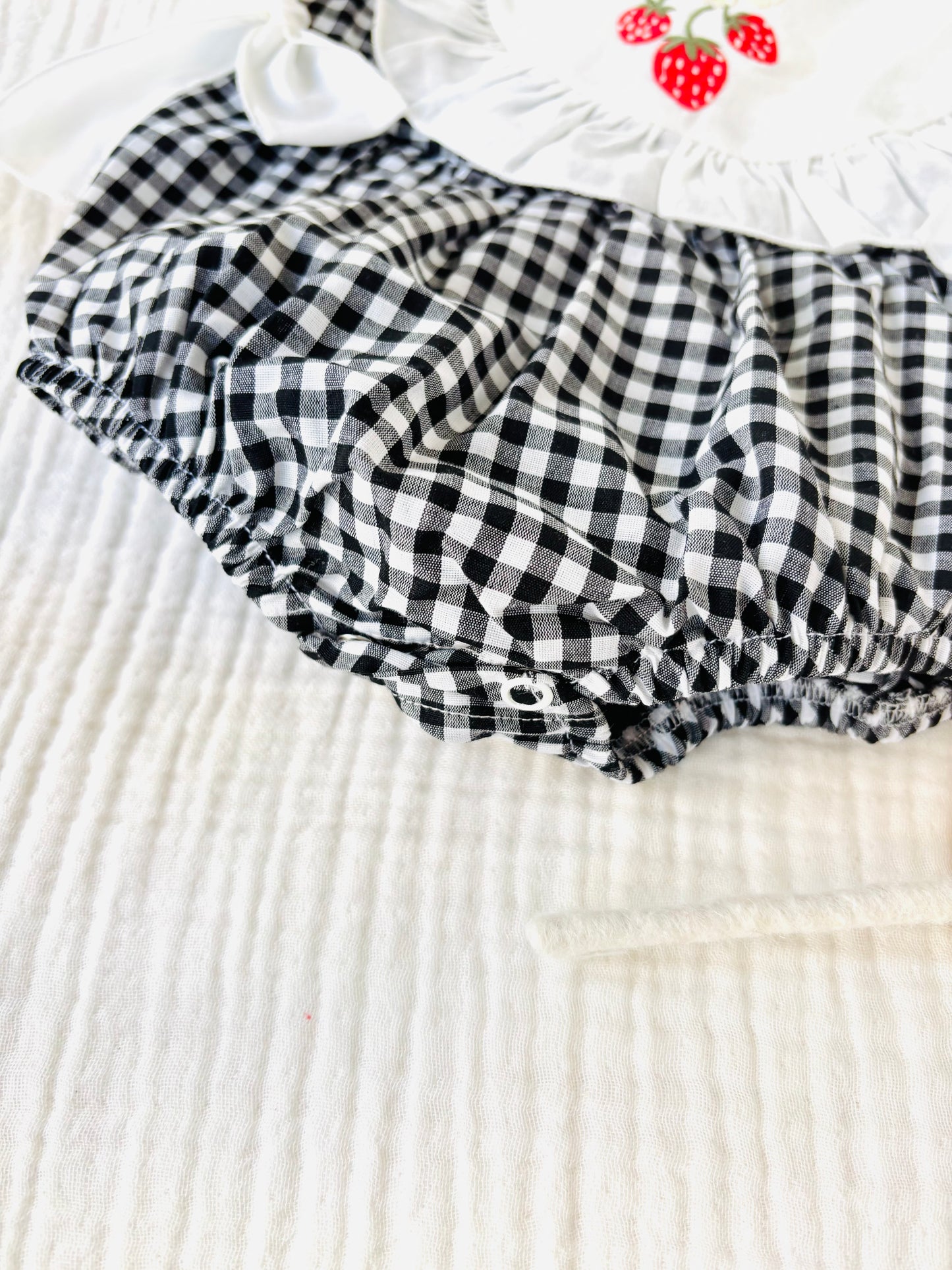 Cherry Ekoseli Romper - Siyah