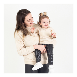 Mama & Mini Nakışlı Sweatshirt Takım - Krem